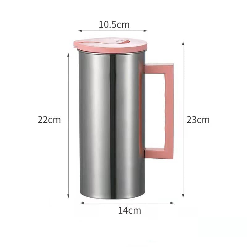 Pink 1.8L Stainless Steel Cold Water Pitcher - Large Capacity Jug