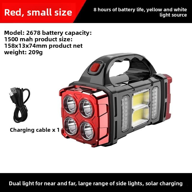 Red Solar Powered LED Camping Lantern and Flashlight Rechargeable Portable