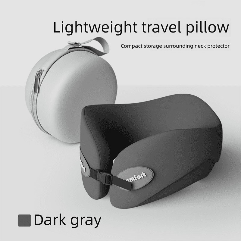 Dark gray Memory Foam U-Shaped Travel Neck Pillow - Ergonomic Support