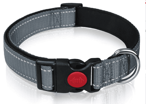 Grey 5-Piece Tactical Reflective Dog Collar with Quick-Release - Grey Dog