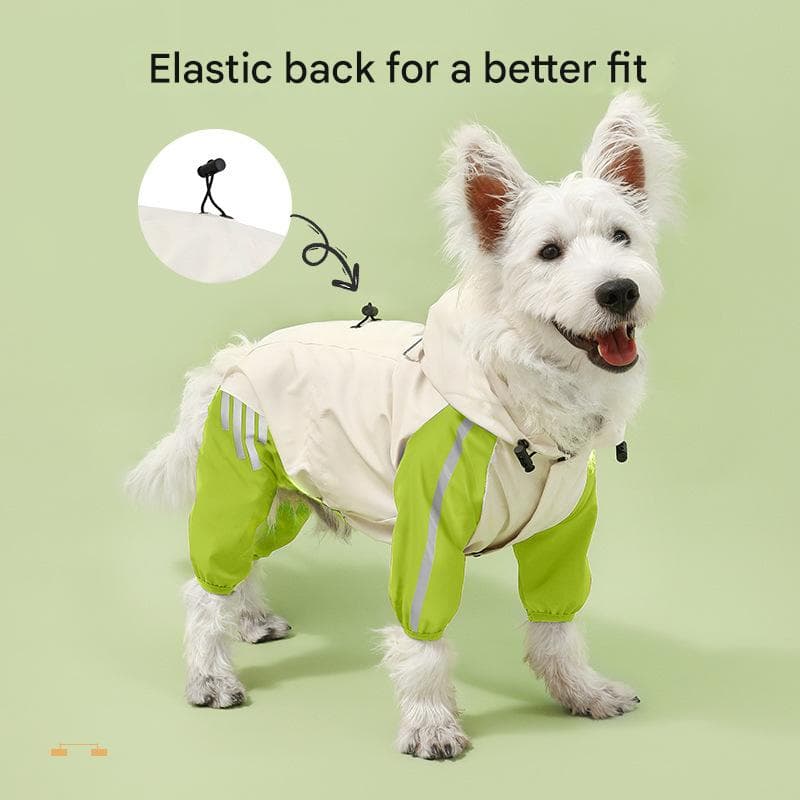 Colorblock (White Purple) Dog Raincoat - Waterproof with Hood - Size M
