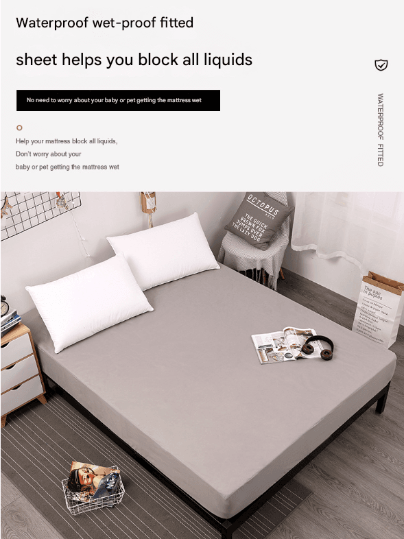 Dark Blue Queen Size Waterproof Fitted Mattress - 152 × 190 × 30 cm