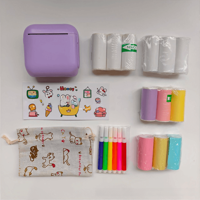 Purple X6 Mini Portable Bluetooth Instant Photo & Note Printer for Students