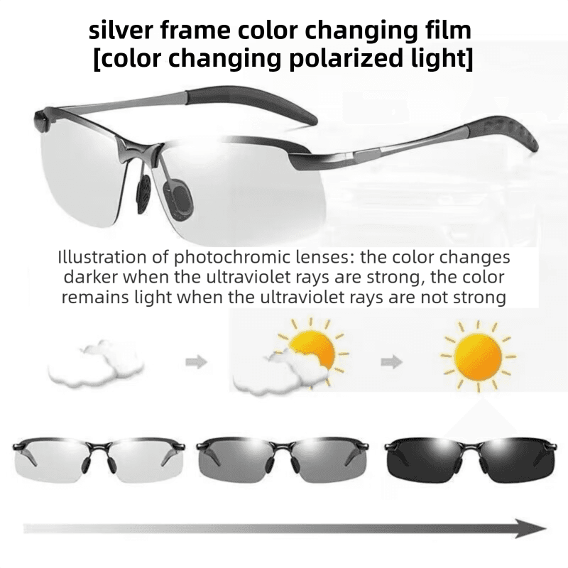 Silver Photochromic HD Sunglass with Anti-Glare/Fatigue Polarization