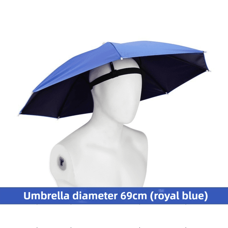 Royal Blue Foldable Sun & Rain Umbrella Hat (Diameter 69 cm) - 99% UV