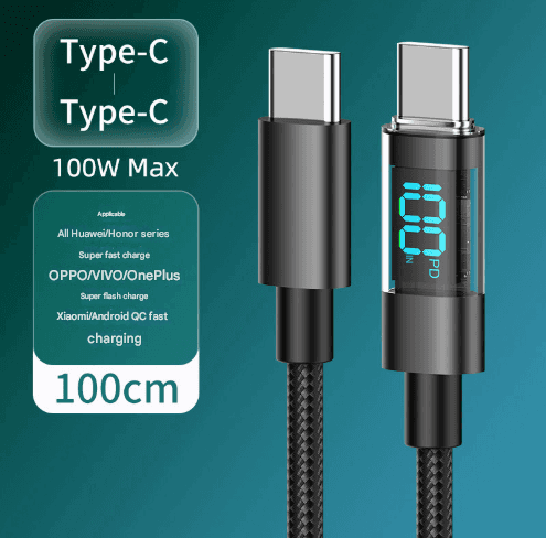 1m USB-C to USB-C 4-Piece Set 1m 100W Fast Charging Transparent Aluminum