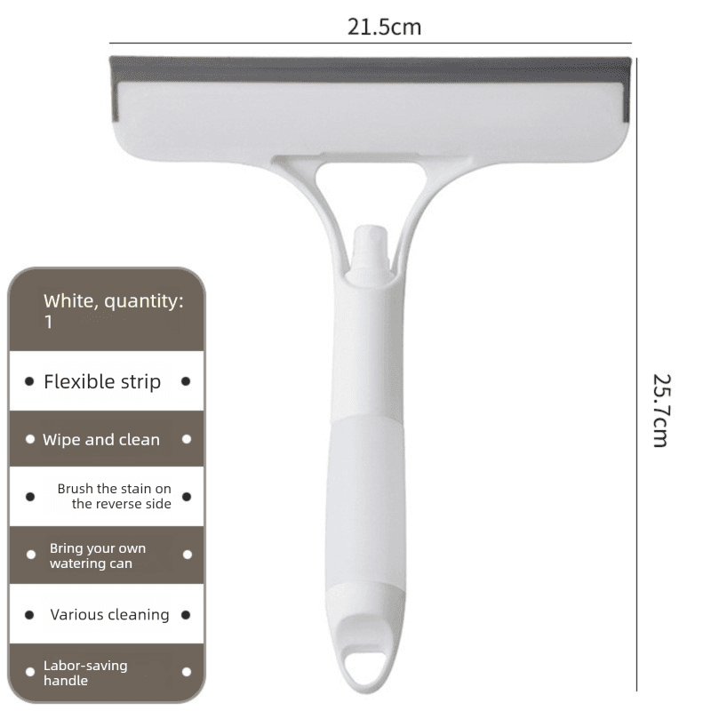 2-PCS White 3-in-1 Window Squeegee with Built-in Spray Bottle and TPR
