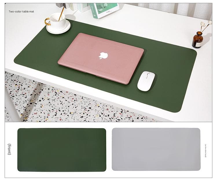 2-Piece Dark green/gray Extra-Large Leather Table Mat - Dark - 60 × 30 cm