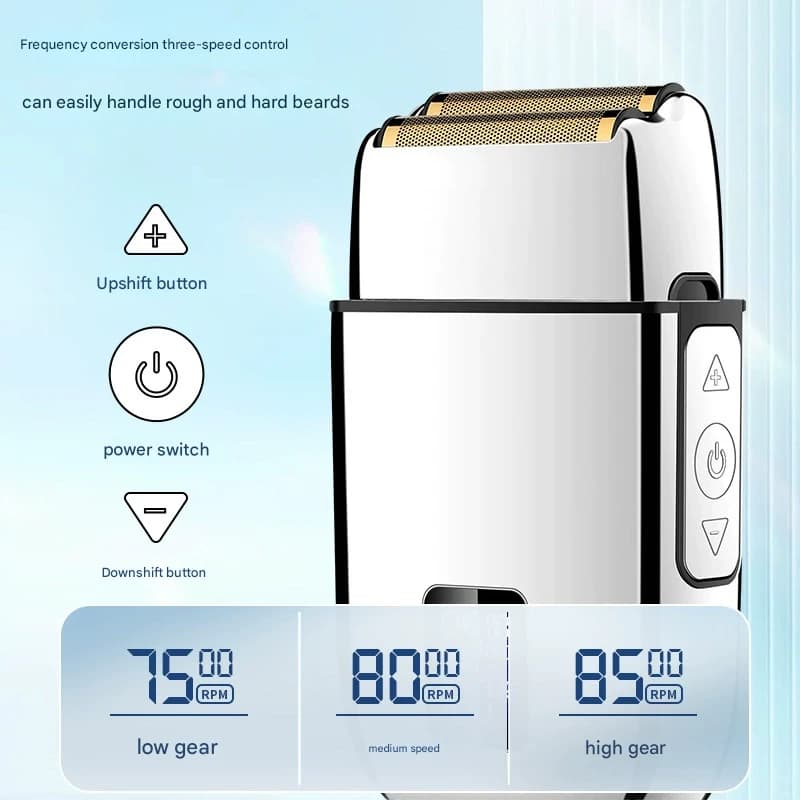 Professional Electric Foil Shaver for Men - 3 Speed Modes, LED - Gold