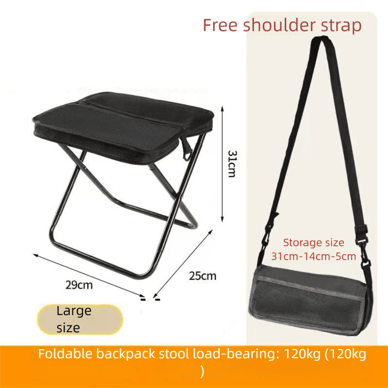 Black Portable Folding Backpack Stool with Carrying Case - Large size