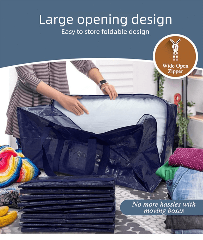 2 Pack Extra Heavy Duty Large Moving Bags with Strong Zipper & Handles