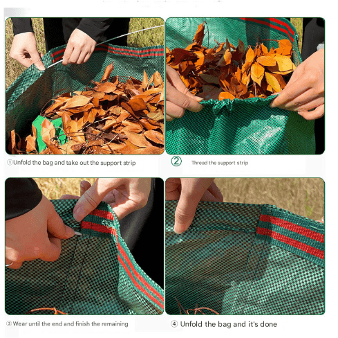 2-Piece 160L (60 cm*60 cm) Heavy-Duty Foldable Garden Leaf - Size 160L 60 cm