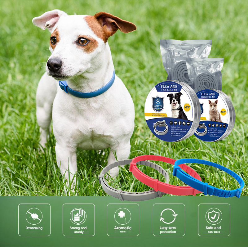3-Pcs Blue 8-Month Flea and Tick Repellent Collar for Dogs and Cats - 62 cm