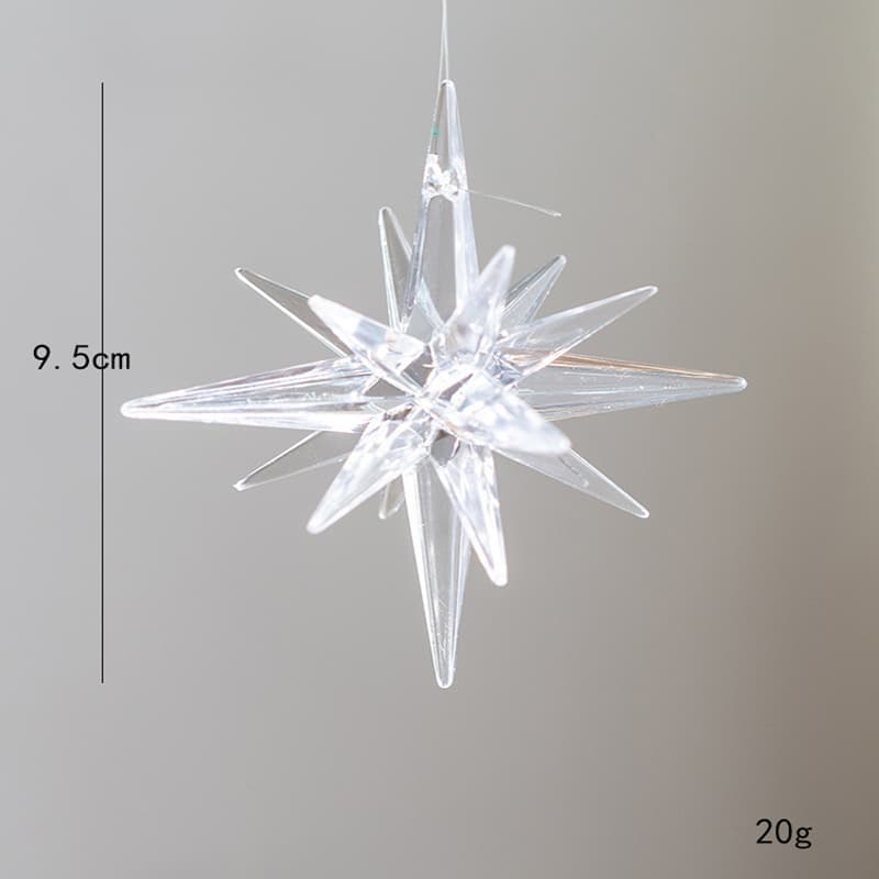 5-PCS Transparent New Christmas Ornament - Starburst Hanging Decor for Tree
