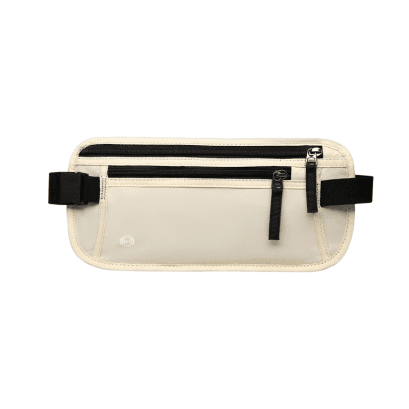 Beige RFID Blocking Slim Anti-Theft Fanny Pack for Outdoor Travel - Hidden