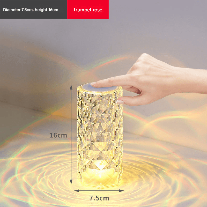 Crystal Rose Atmosphere Lamp RGB 16 Color Changing Touch - 16 cm*7.5 cm