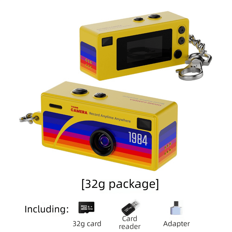 G6 Yellow Ultra-Mini Thumb Camera with 32GB Card, Card Reader & Adapter - HD