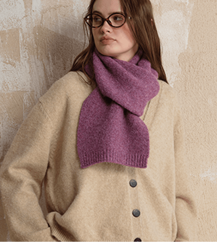 Purple Soft Wool Blend Knitted Scarf Women Men Winter Pure - 157 × 22 cm