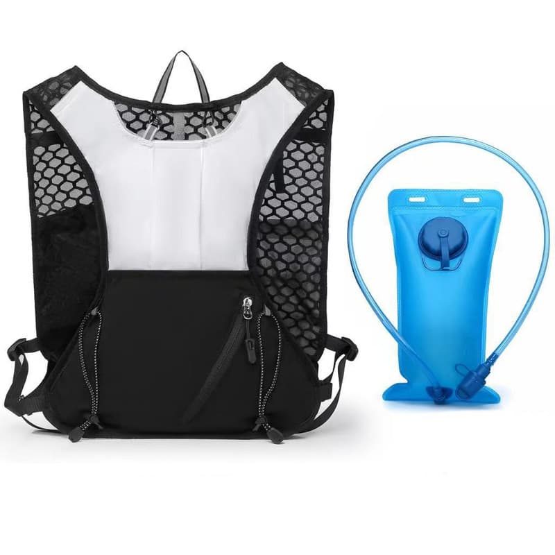 White and black Lightweight Hydration Backpack with 2L Water Bladder