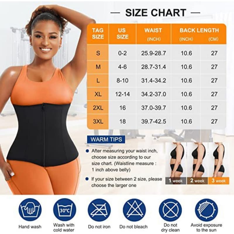 Silver Ion Sauna Waist Trainer for Women (Size M) - 2-in-1 Zipper