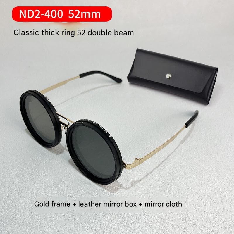 Adjustable ND9 Filter Sunglasses, Steampunk Retro Design - Gold
