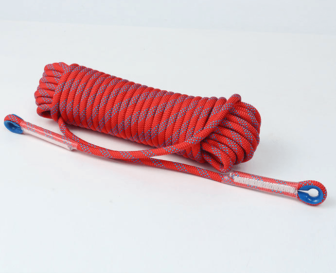 Red 10mm Double Hook Climbing Rope Set - 10m Outdoor Safety Rescue Cord