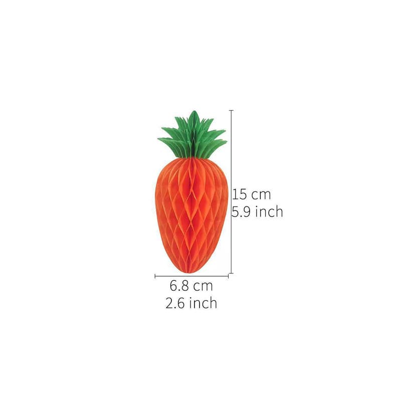 Easter Carrot Honeycomb Decorations - 10-Piece Set of 15 cm Paper Carrots