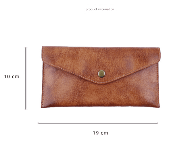 Brown Vintage Japanese Style Full-Grain Leather Phone Wallet - Slim Envelope