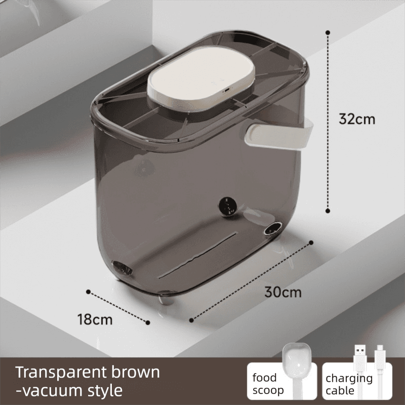 10L Smart Vacuum Pet Food Storage Container - Moisture - Transparent Brown