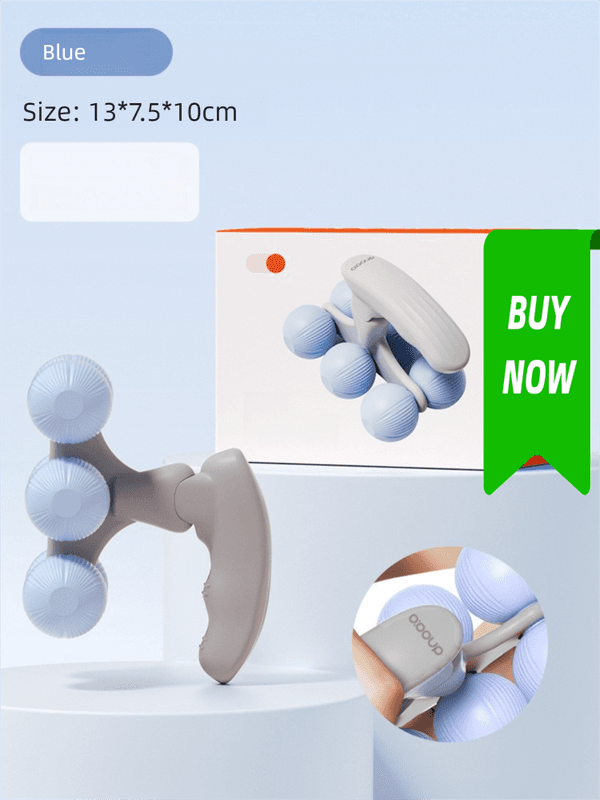 Blue Portable 6-Wheel Massage Roller - Quiet, Compact Muscle Relief Tool
