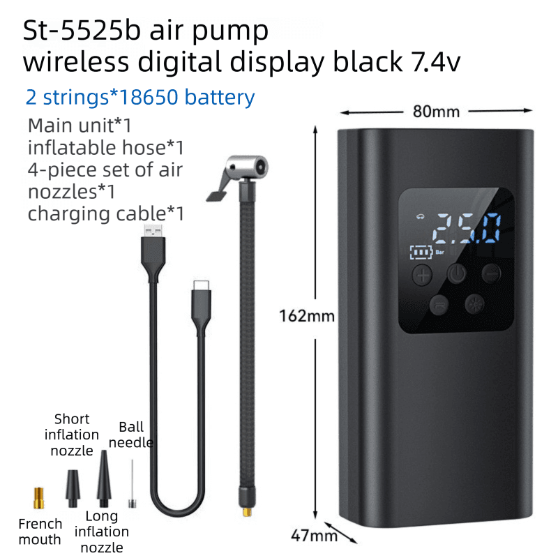 Wireless Rechargeable Tire Inflator with 4 Inflation Modes & 5 - 2-Cell