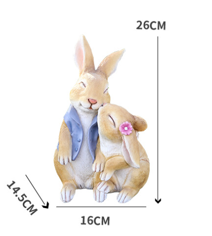 Kisses Rabbits Rabbit Resin Garden Ornament - Charming Outdoor Decor