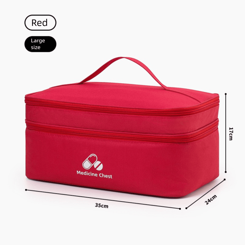 Red Large First Aid Organizer -35×24×17 cm Double-Layer - Red Travel Use