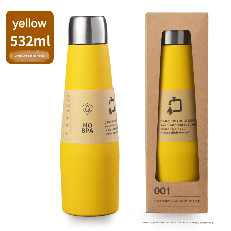 Yellow 304 Stainless Steel Vacuum Insulated Water Bottle - 532 ml