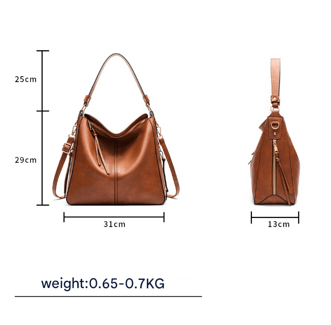Brown Women's Soft PU Leather Hobo Bag - Large Casual Tote Handbag