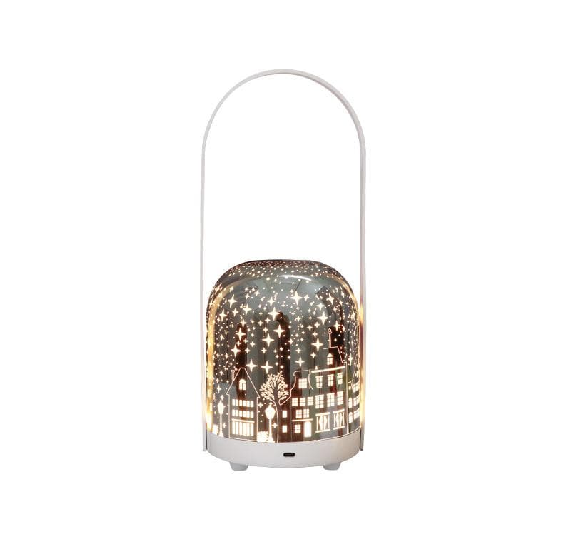 Portable Christmas LED Lantern - Dimmable, 3 Color Temps, 5200mAh - Silver