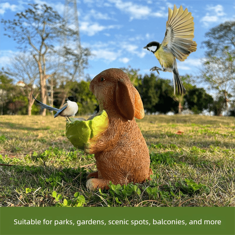 Resin Rabbit Bird Feeder for Outdoor Garden Courtyard Balcony Landscape