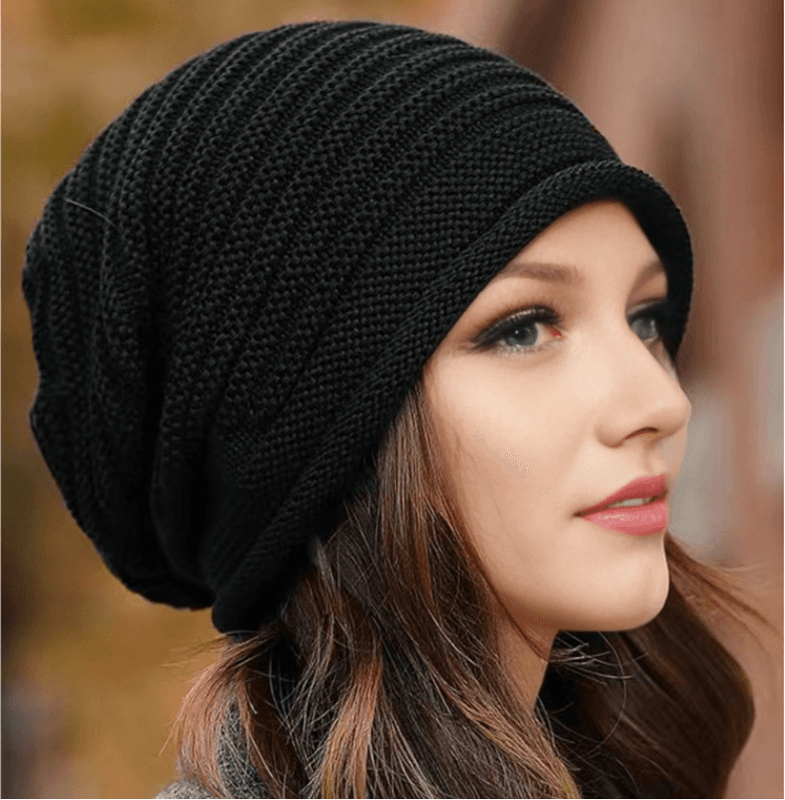 Black Warm & Women's Knitted Beanie Hats (3-Pack) - Perfect for Cold Weather