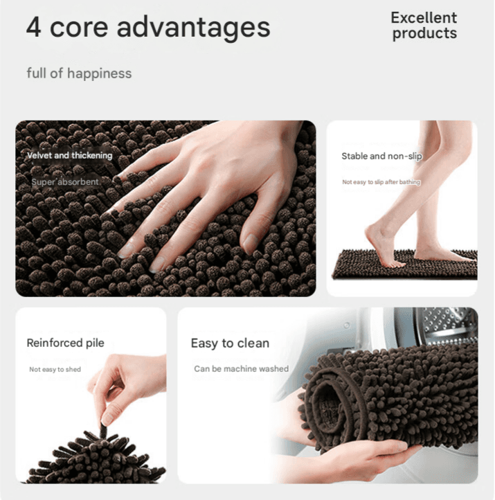 Orange-red 50×80 cm Extra-Thick Chenille Floor Mat - Orange Red