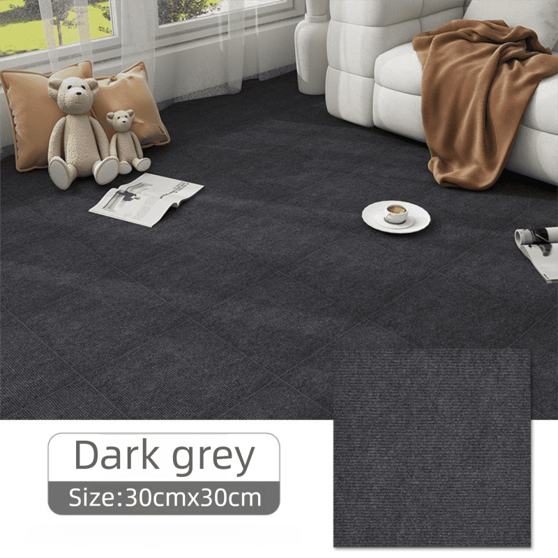 16 Pack Dark Grey & Soft Self-Adhesive Carpet Tiles (30 × 30 cm)