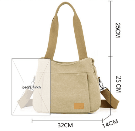 Grey Multi-functional Large Capacity Canvas Tote Bag - Versatile 3-Way