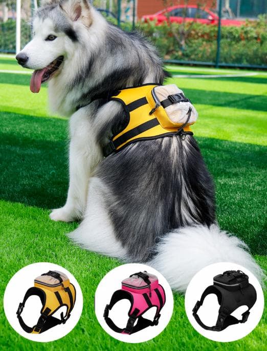 Size L Black Ultimate Dog Harness Vest with Backpack - Padded, Reflective