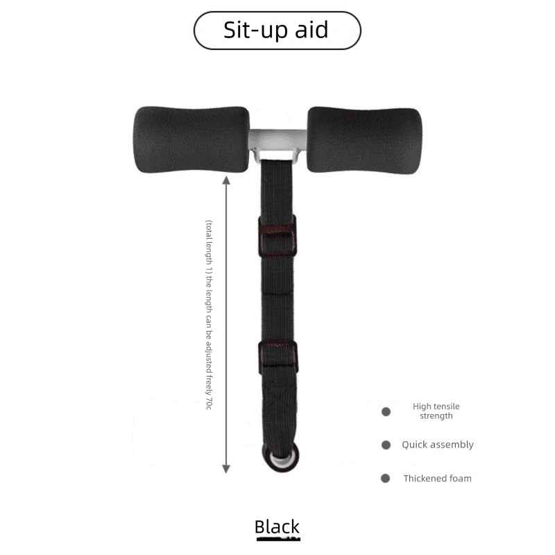 Portable Sit-Up Assistant Bar Door & Bed Anchor Core Trainer - Black