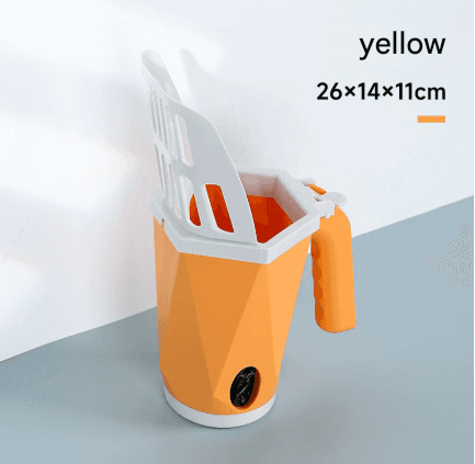 Yellow 2-in-1 Cat Litter Scoop with Attached Waste Bin - Yellow Bin