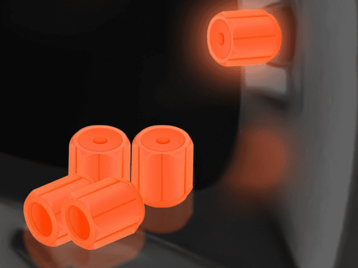 2 Packs of 4 Orange Luminous Tyre Valve Caps Glow in The Dark Universal