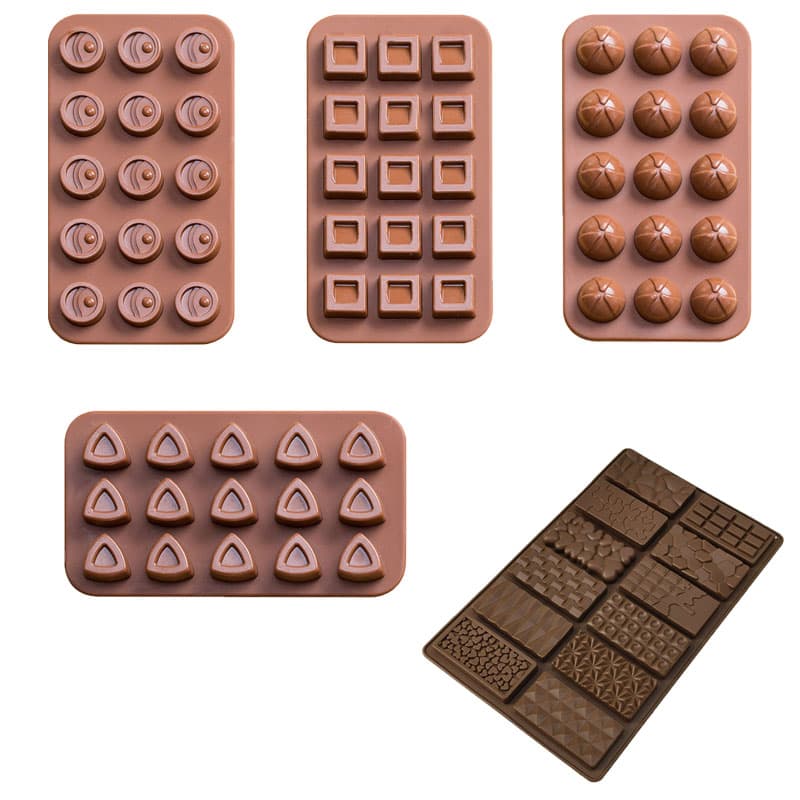5-Piece Silicone Chocolate Mold Set - Food-Grade, Easy Release