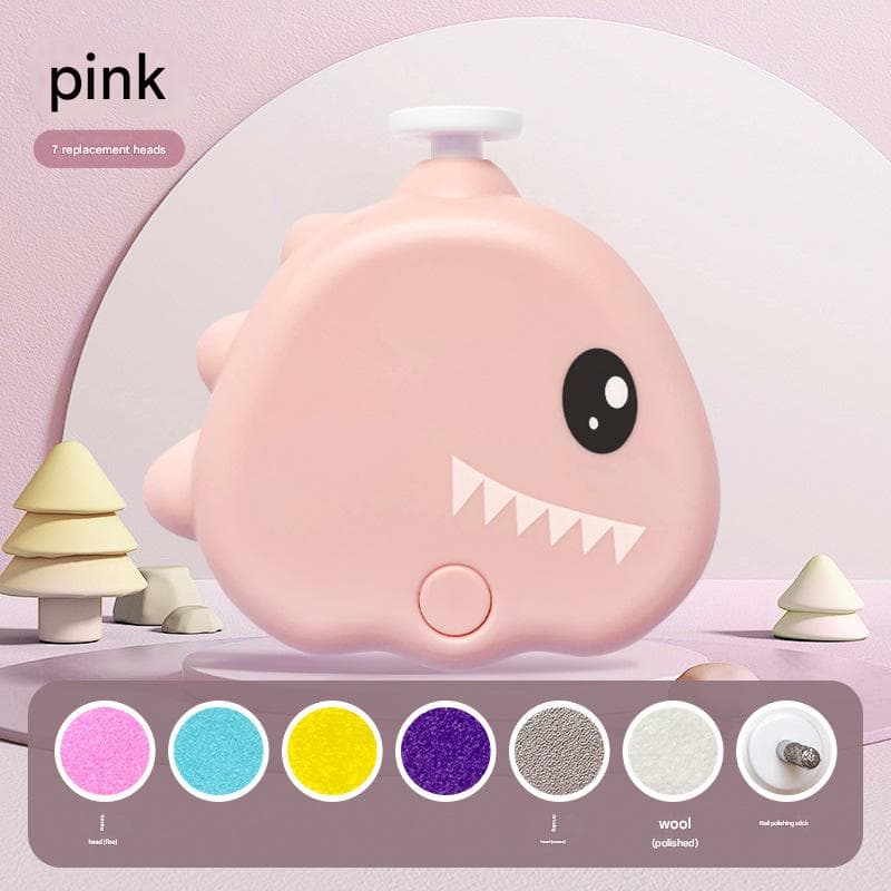 Pink Dinosaur Electric Pet Nail Grinder - 3-Speed, Low Noise, USB-C for Dogs