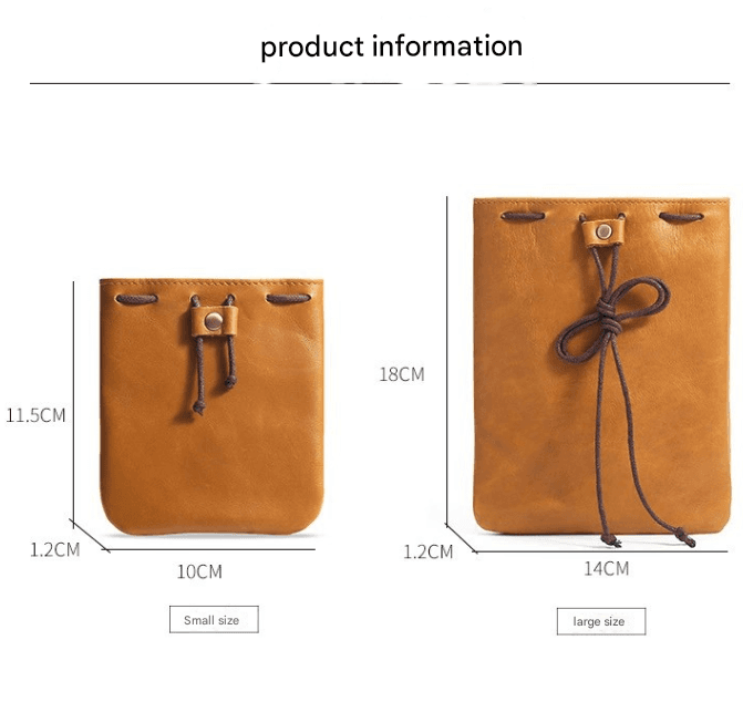 S Brown Handcrafted Genuine Leather Drawstring Pouch - Vintage Cowhide Coin