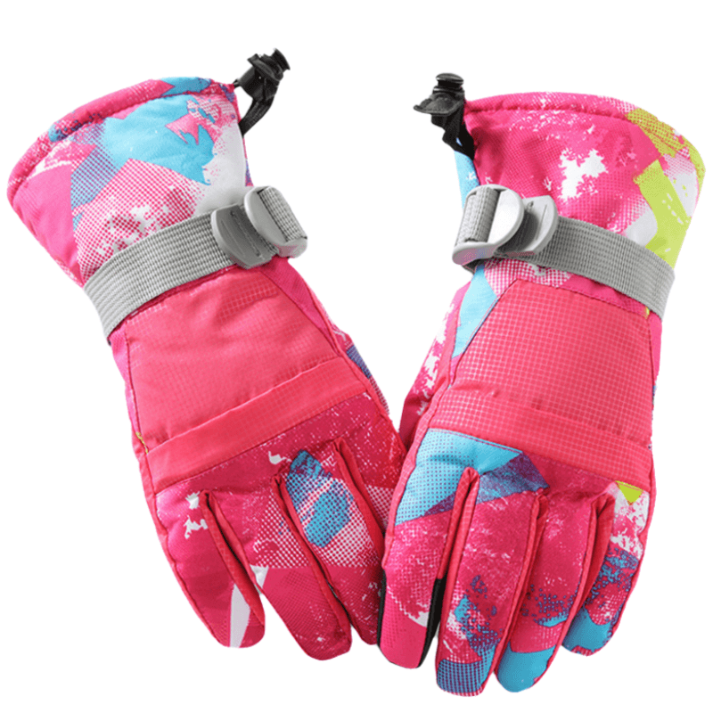 1-Pair Winter Waterproof Touchscreen Ski Gloves - Pink Graffiti Print