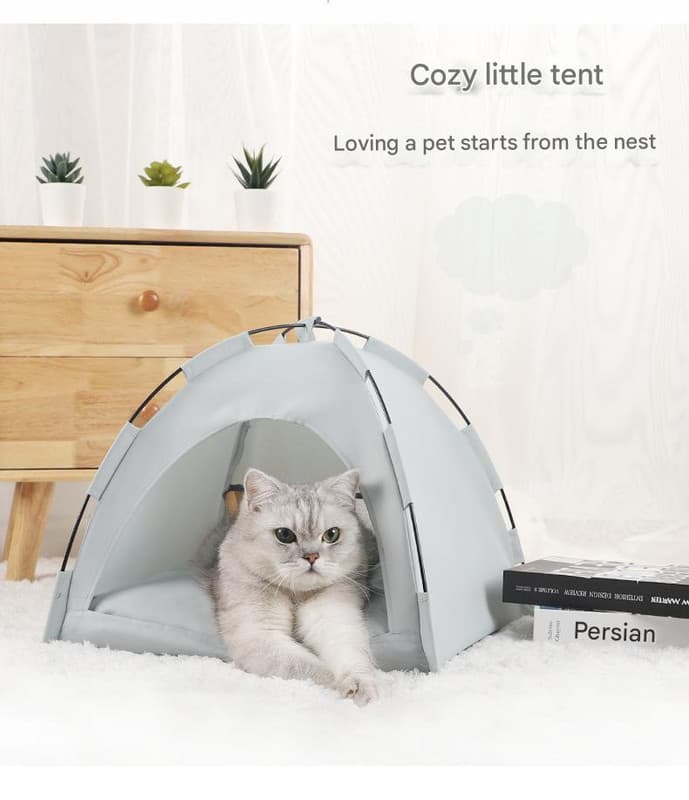 Green Portable Pet Tent Bed with Cooling Mat - Breathable Foldable Outdoor